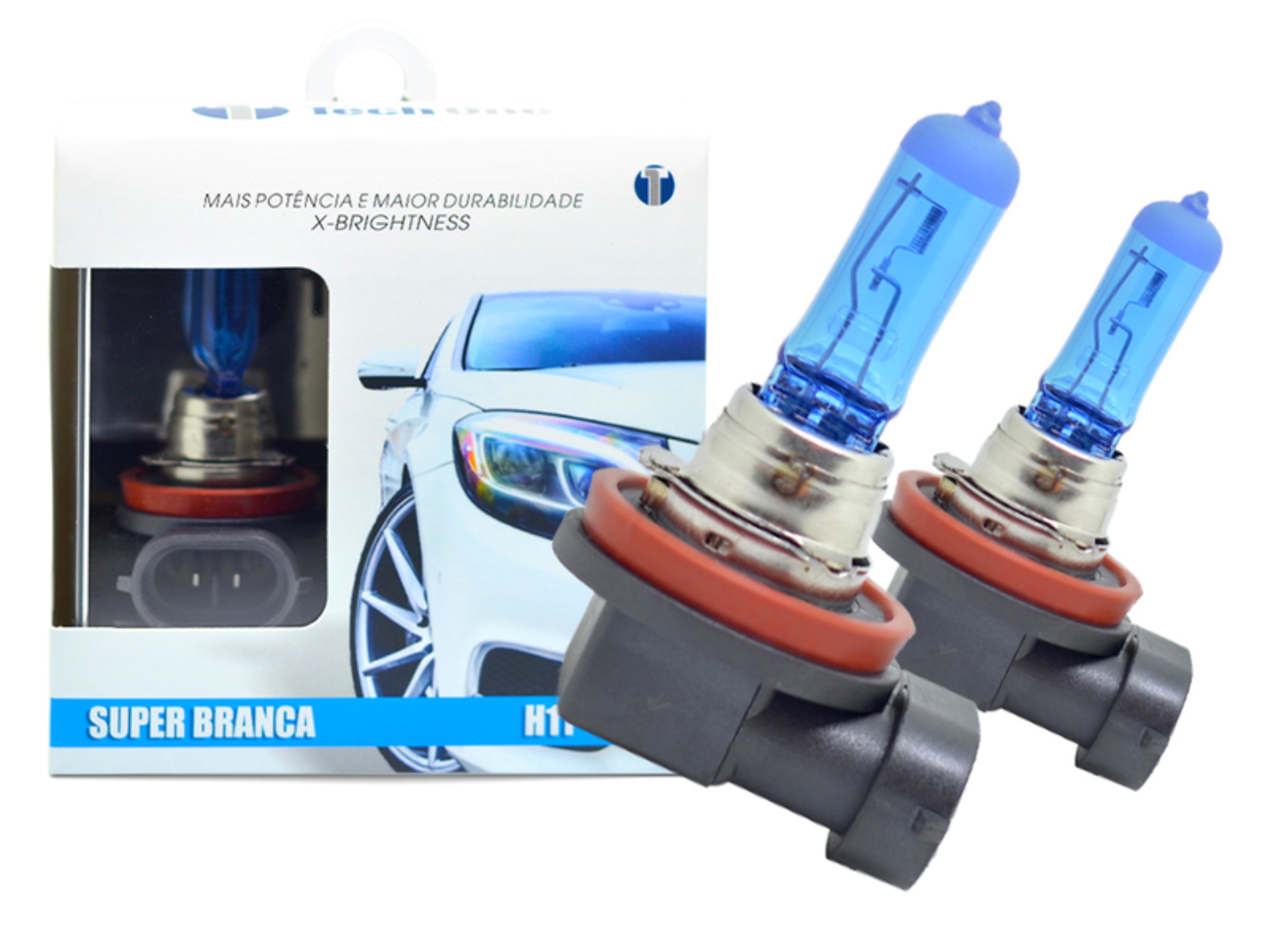 PAR LAMPADA SUPER BRANCA H11 12V 55W PGJT9-2 - TEC0780 TECHONE